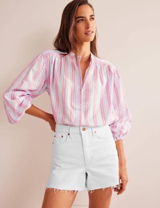 Boden vêtements blanc femmes short en jean trapèze LB2X611