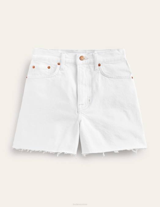 Boden vêtements blanc femmes short en jean trapèze LB2X611