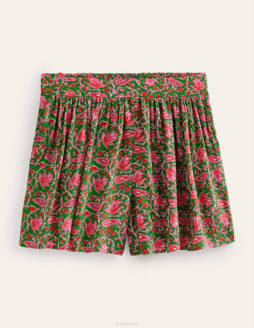 Boden vêtements citron vert et vigne botanique femmes short froissé à enfiler LB2X609
