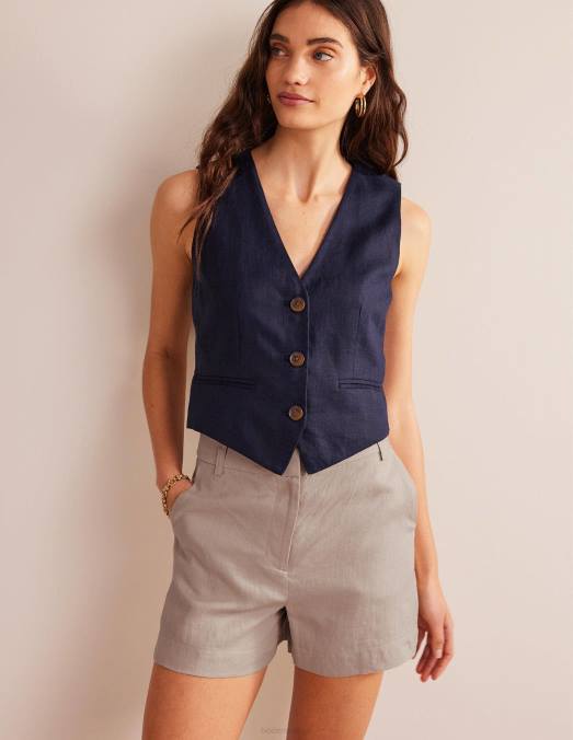 Boden vêtements corde femmes short ajusté en lin LB2X1564