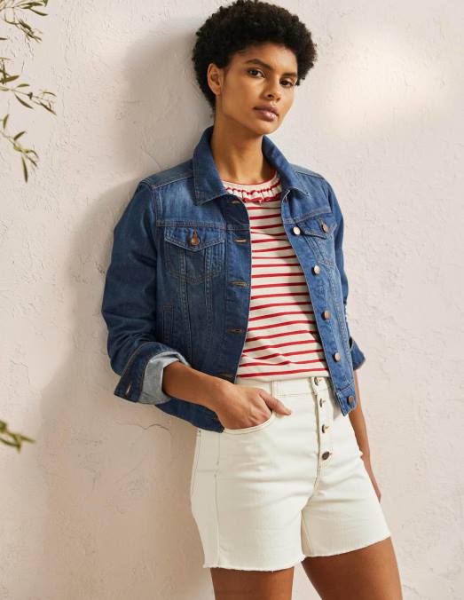 Boden vêtements écru femmes short en jean à braguette boutonnée LB2X2211
