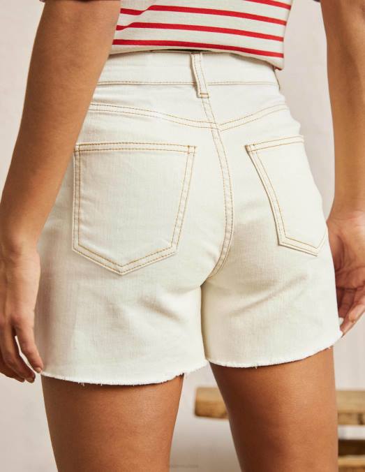 Boden vêtements écru femmes short en jean à braguette boutonnée LB2X2211