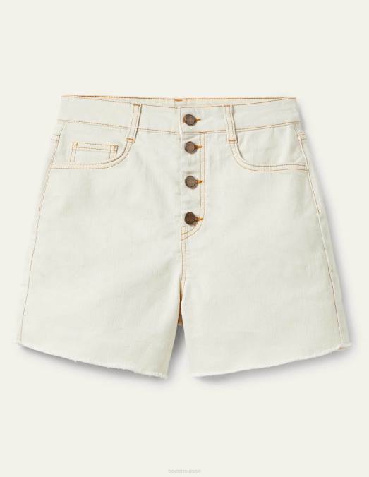 Boden vêtements écru femmes short en jean à braguette boutonnée LB2X2211