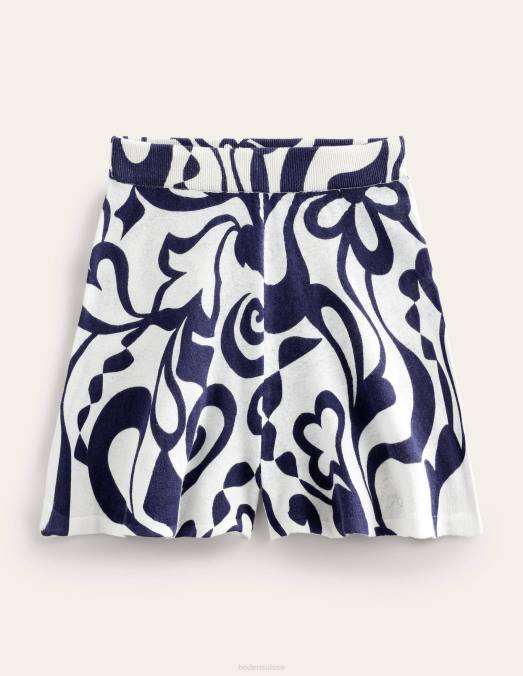 Boden vêtements encrier & fleur d'ivoire azur femmes short tricoté LB2X1081