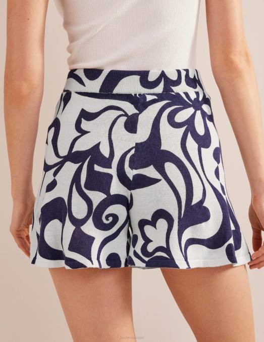 Boden vêtements encrier & fleur d'ivoire azur femmes short tricoté LB2X1081