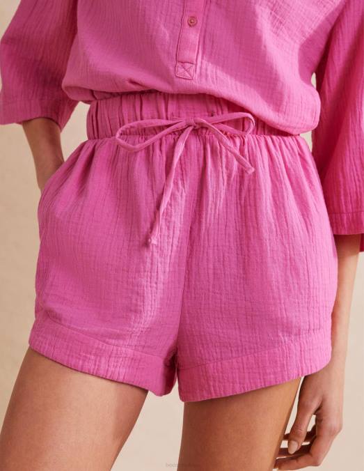 Boden vêtements festival rose femmes short en étamine à lien à la taille LB2X1766