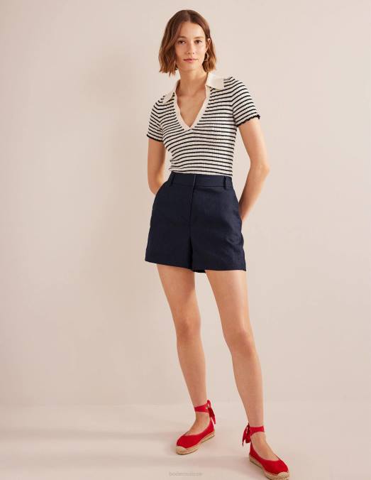 Boden vêtements marine femmes short ajusté en lin LB2X605