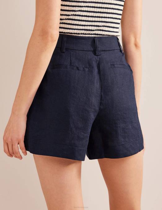Boden vêtements marine femmes short ajusté en lin LB2X605