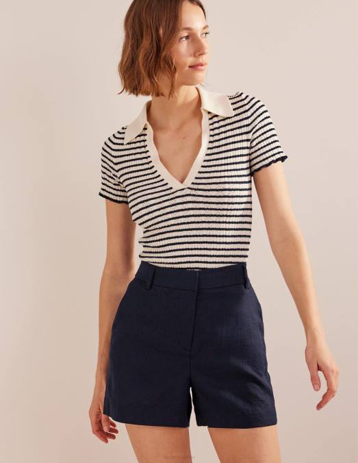 Boden vêtements marine femmes short ajusté en lin LB2X605