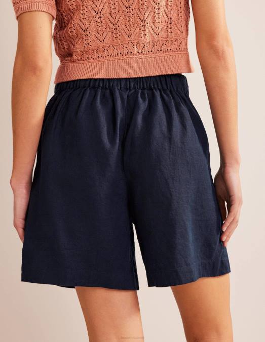 Boden vêtements marine femmes short en lin à enfiler LB2X1353