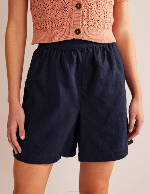 Boden vêtements marine femmes short en lin à enfiler LB2X1353