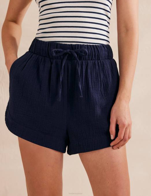 Boden vêtements marine femmes short en étamine à lien à la taille LB2X1238