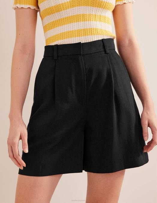 Boden vêtements noir femmes short décontracté en tencel LB2X1279
