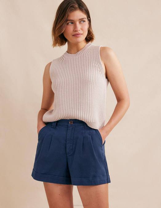 Boden vêtements nuit bleue femmes short décontracté en coton LB2X2153