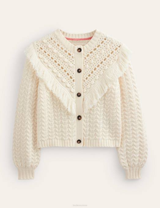 Boden vêtements Ivoire femmes cardigan à franges LB2X1781
