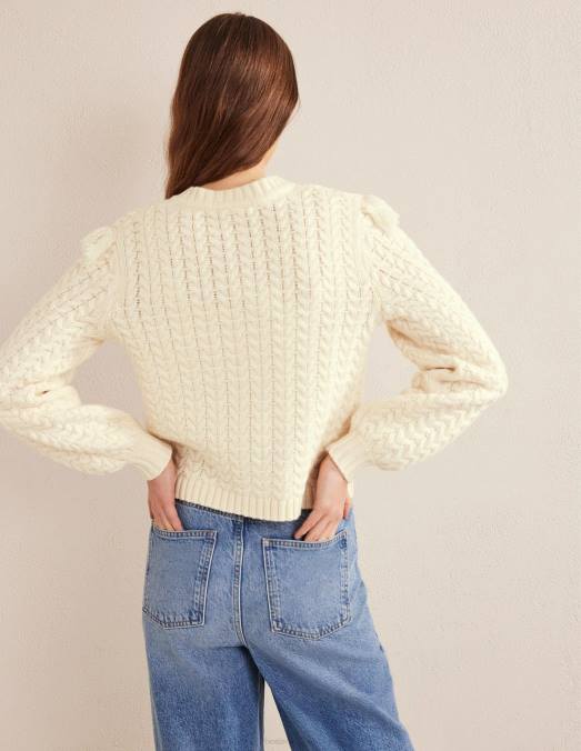 Boden vêtements Ivoire femmes cardigan à franges LB2X1781