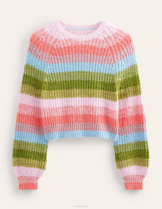 Boden vêtements bande arc-en-ciel femmes pull raglan côtelé duveteux LB2X2559
