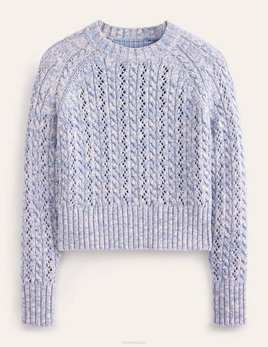 Boden vêtements bleu blizzard et ivoire chiné femmes cavalier de câble chiné LB2X1666