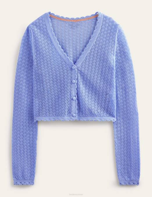 Boden vêtements bleu brumeux femmes cardigan court en pointelle LB2X1499