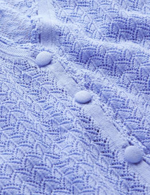 Boden vêtements bleu brumeux femmes cardigan court en pointelle LB2X1499