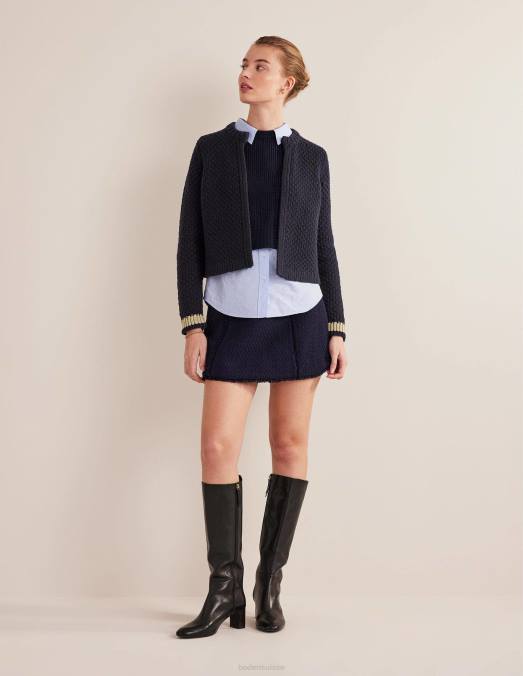 Boden vêtements bleu marine et or femmes cardigan en laine épaisse texturée LB2X1679