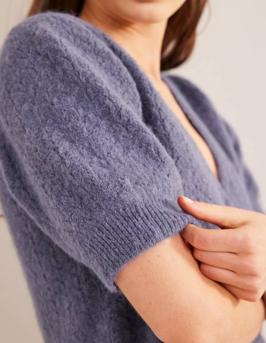 Boden vêtements bleu nuit femmes cardigan pointelle LB2X1566