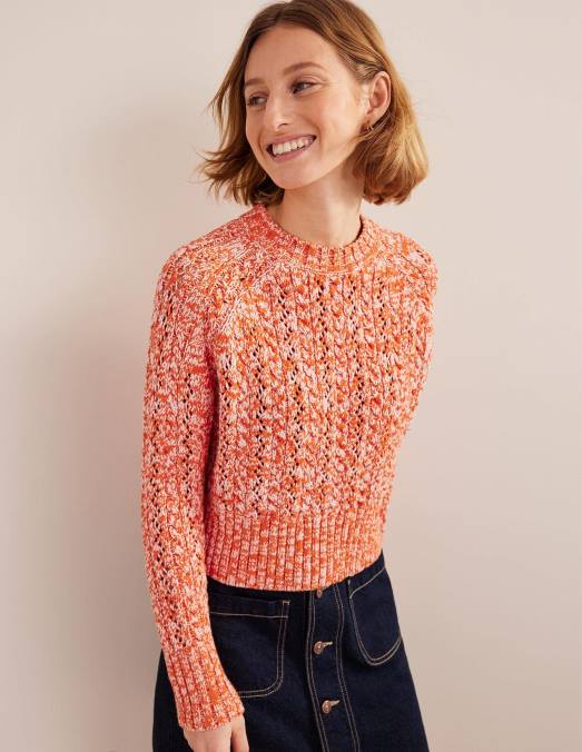 Boden vêtements chiné orange et rose femmes cavalier de câble chiné LB2X1772