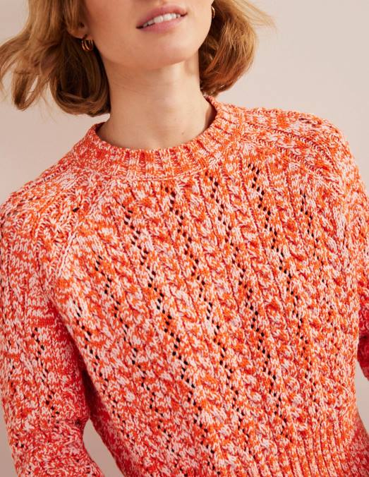 Boden vêtements chiné orange et rose femmes cavalier de câble chiné LB2X1772