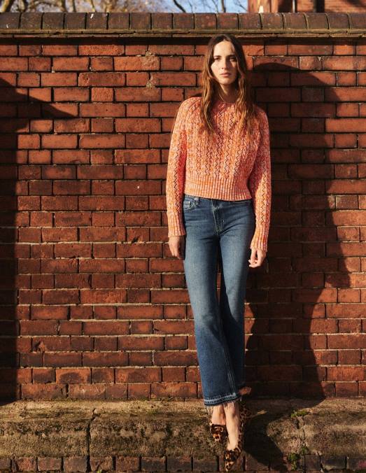 Boden vêtements chiné orange et rose femmes cavalier de câble chiné LB2X1772