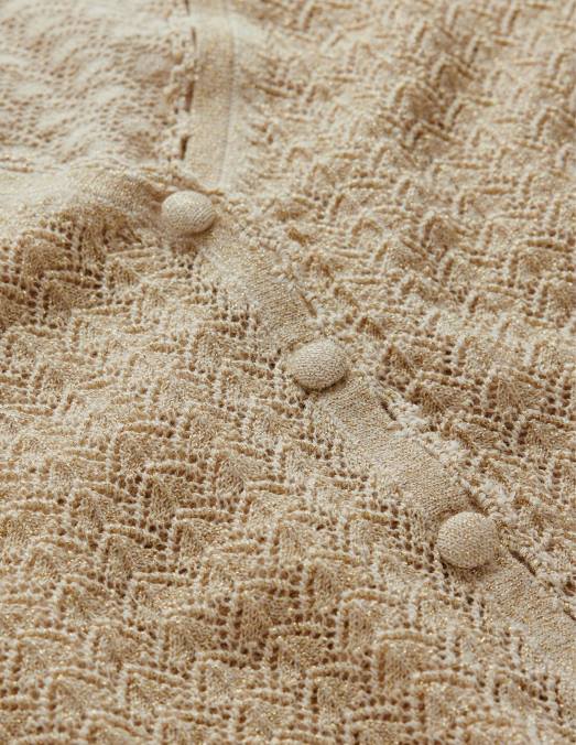 Boden vêtements éclat d'or femmes cardigan court en pointelle LB2X1664