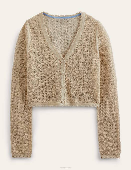 Boden vêtements éclat d'or femmes cardigan court en pointelle LB2X1664