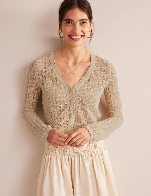 Boden vêtements éclat d'or femmes cardigan court en pointelle LB2X1664