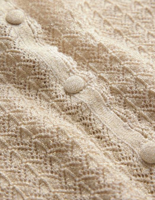 Boden vêtements éclat d'or femmes cardigan court à manches courtes LB2X1394