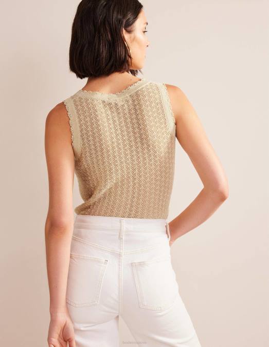 Boden vêtements éclat d'or femmes débardeur en maille pointelle LB2X1896