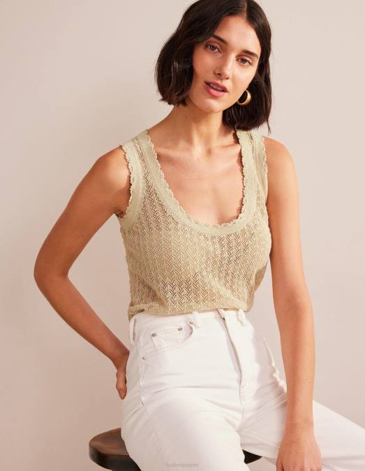 Boden vêtements éclat d'or femmes débardeur en maille pointelle LB2X1896