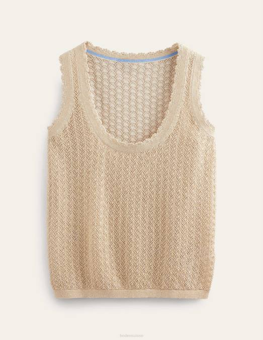 Boden vêtements éclat d'or femmes débardeur en maille pointelle LB2X1896