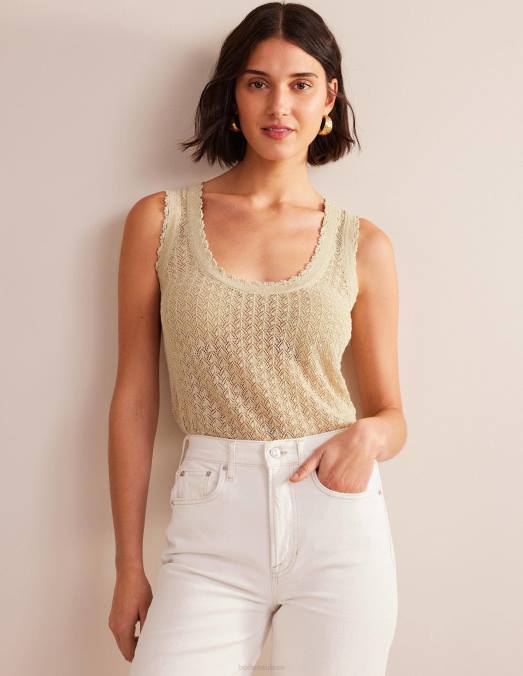 Boden vêtements éclat d'or femmes débardeur en maille pointelle LB2X1896