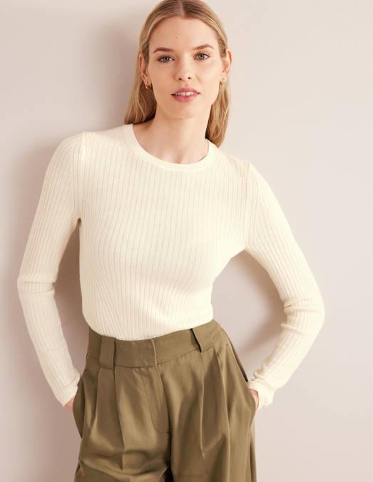 Boden vêtements coquille de pistache femmes pull côtelé en mérinos LB2X1153
