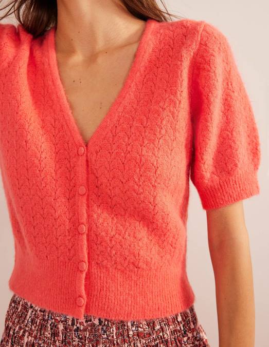 Boden vêtements corail femmes cardigan pointelle LB2X1787
