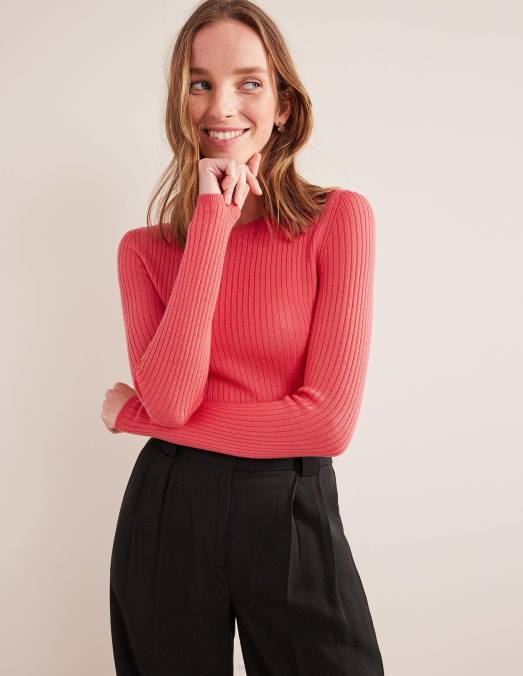 Boden vêtements corail femmes pull côtelé en mérinos LB2X2088