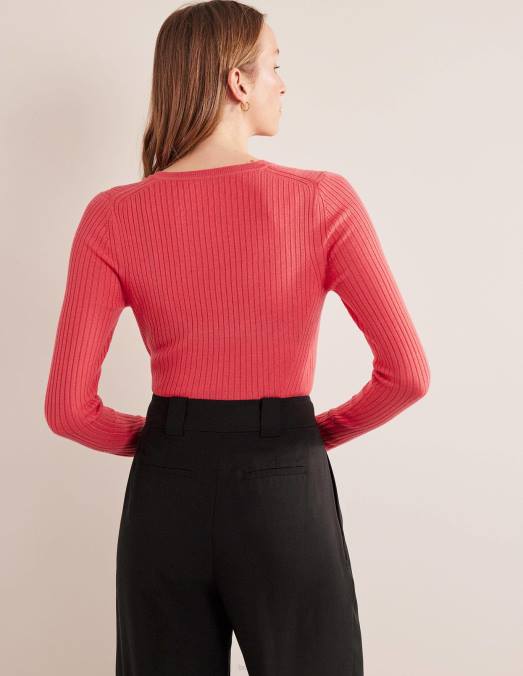 Boden vêtements corail femmes pull côtelé en mérinos LB2X2088