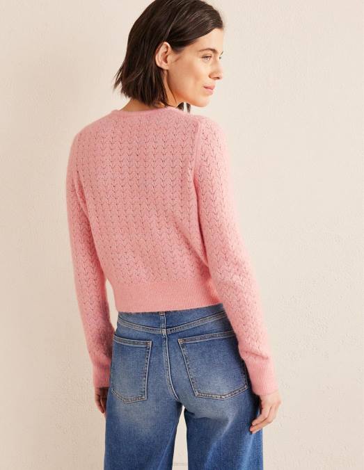 Boden vêtements dahlia rose femmes cardigan à manches longues en pointelle LB2X1267