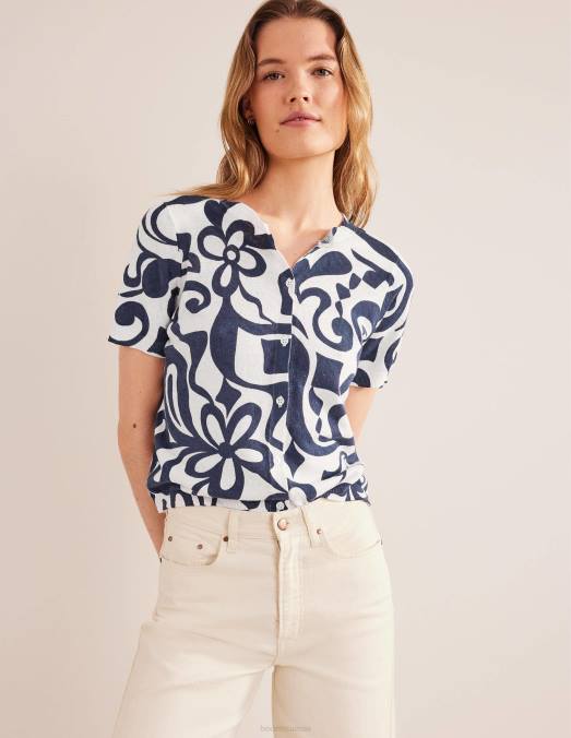 Boden vêtements encrier & fleur d'ivoire azur femmes cardigan de plage imprimé LB2X1284