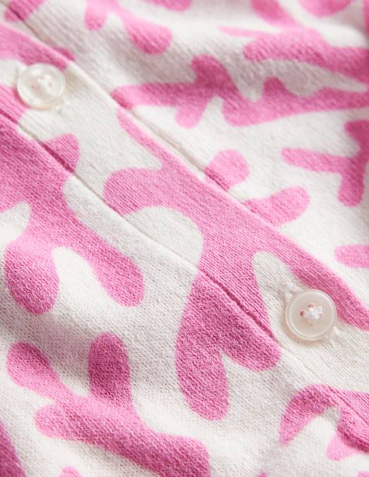 Boden vêtements fleur de prunier et feuillage abstrait femmes cardigan de plage imprimé LB2X1505