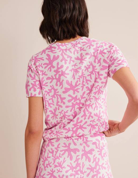 Boden vêtements fleur de prunier et feuillage abstrait femmes cardigan de plage imprimé LB2X1505