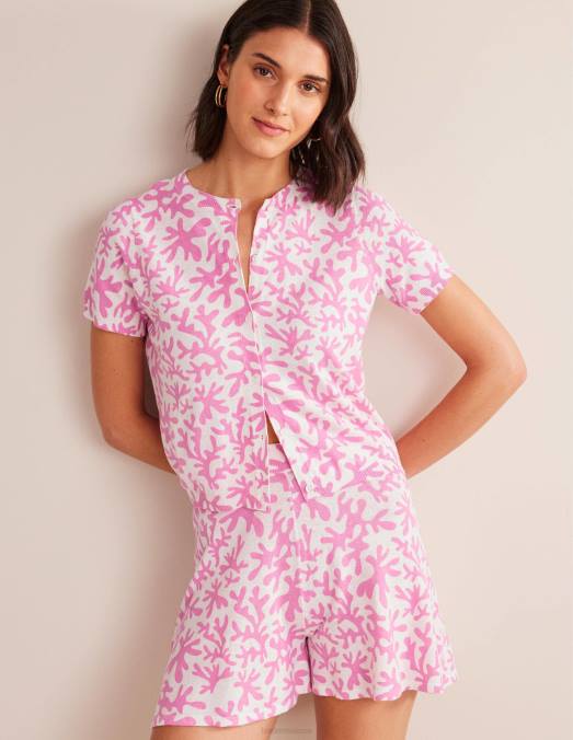 Boden vêtements fleur de prunier et feuillage abstrait femmes cardigan de plage imprimé LB2X1505