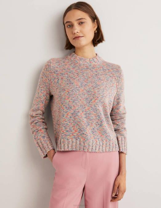 Boden vêtements gris mélangé femmes pull duveteux moucheté LB2X1544