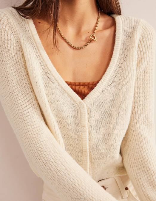 Boden vêtements ivoire chaud femmes cardigan court duveteux LB2X2107