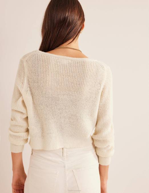 Boden vêtements ivoire chaud femmes cardigan court duveteux LB2X2107