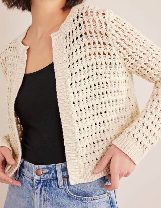 Boden vêtements ivoire chaud femmes cardigan court en crochet LB2X1228